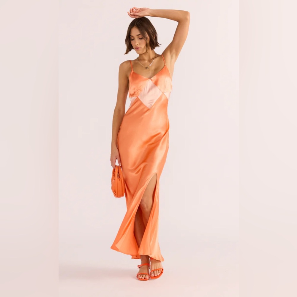 (NWT) MINKPINK Tangerine Colorblock Midi Dress XS